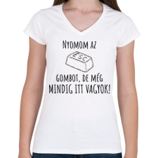 PRINTFASHION Nyomom az ESC gombot - Női V-nyakú póló - Fehér női póló