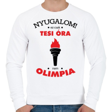 PRINTFASHION Nyugalom! Ez csak tesi óra, nem olimpia - Férfi pulóver - Fehér férfi pulóver, kardigán