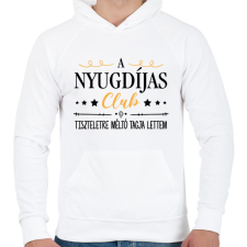 PRINTFASHION Nyugdíjas Club - Férfi kapucnis pulóver - Fehér férfi pulóver, kardigán