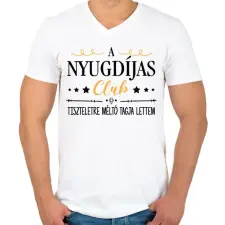 PRINTFASHION Nyugdíjas Club - Férfi V-nyakú póló - Fehér férfi póló