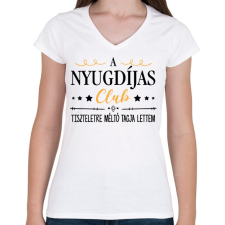 PRINTFASHION Nyugdíjas Club - Női V-nyakú póló - Fehér női póló