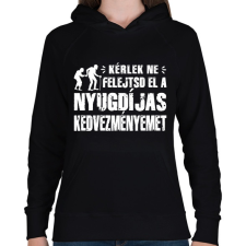 PRINTFASHION Nyugdíjas kedvezmény - Női kapucnis pulóver - Fekete női pulóver, kardigán