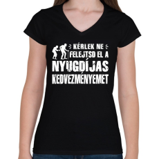 PRINTFASHION Nyugdíjas kedvezmény - Női V-nyakú póló - Fekete