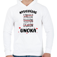 PRINTFASHION Nyugdíjas - Unoka - Férfi kapucnis pulóver - Fehér