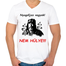 PRINTFASHION NYUGDÍJAS VAGYOK - Férfi V-nyakú póló - Fehér
