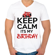 PRINTFASHION Nyugi, ez az én születésnapom - Férfi V-nyakú póló - Fehér