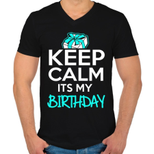 PRINTFASHION Nyugi, ez az én szülinapom - Férfi V-nyakú póló - Fekete férfi póló