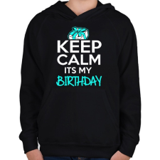 PRINTFASHION Nyugi, ez az én szülinapom - Gyerek kapucnis pulóver - Fekete gyerek pulóver, kardigán