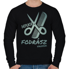 PRINTFASHION Nyugi fodrász vagyok  - Férfi pulóver - Fekete