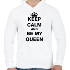 PRINTFASHION Nyugodj le és légy a királynőm - Férfi kapucnis pulóver - Fehér