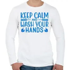 PRINTFASHION Nyugodj le és moss kezet! - Férfi hosszú ujjú póló - Fehér férfi póló