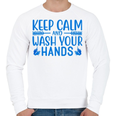 PRINTFASHION Nyugodj le és moss kezet! - Férfi pulóver - Fehér