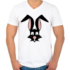 PRINTFASHION nyúl - Férfi V-nyakú póló - Fehér