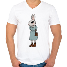 PRINTFASHION Nyúl lány - Férfi V-nyakú póló - Fehér férfi póló
