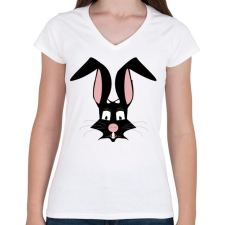 PRINTFASHION nyúl - Női V-nyakú póló - Fehér női póló