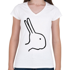 PRINTFASHION Nyúl vagy kacsa? - Női V-nyakú póló - Fehér női póló