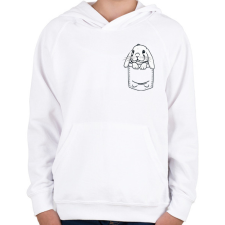 PRINTFASHION Nyúl zsebben - Gyerek kapucnis pulóver - Fehér gyerek pulóver, kardigán