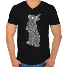 PRINTFASHION Nyuszi - fehér - Férfi V-nyakú póló - Fekete férfi póló