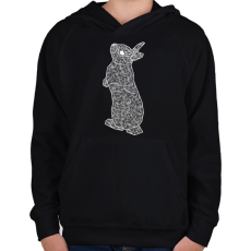 PRINTFASHION Nyuszi - fehér - Gyerek kapucnis pulóver - Fekete