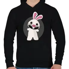 PRINTFASHION nyuszi - Férfi kapucnis pulóver - Fekete
