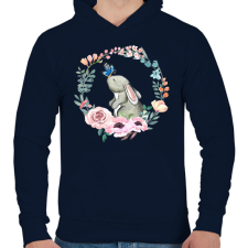 PRINTFASHION Nyuszi - Férfi kapucnis pulóver - Sötétkék férfi pulóver, kardigán