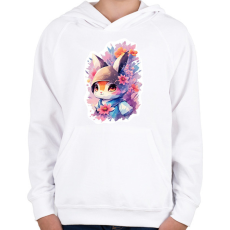 PRINTFASHION Nyuszi - Gyerek kapucnis pulóver - Fehér