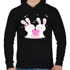 PRINTFASHION Nyuszi Love - Férfi kapucnis pulóver - Fekete férfi pulóver, kardigán