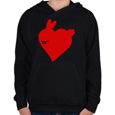 PRINTFASHION Nyuszi love - Gyerek kapucnis pulóver - Fekete