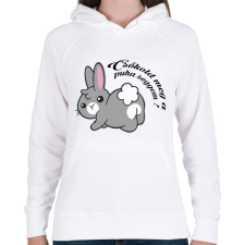 PRINTFASHION Nyuszi - puha segg - Női kapucnis pulóver - Fehér női pulóver, kardigán