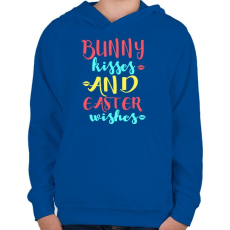 PRINTFASHION Nyuszi puszi - Gyerek kapucnis pulóver - Királykék