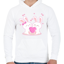 PRINTFASHION Nyuszi szerelem! - Férfi kapucnis pulóver - Fehér férfi pulóver, kardigán