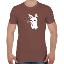 PRINTFASHION Nyuszi Virággal - Mosolyogj  - Férfi póló - Mogyoróbarna férfi póló