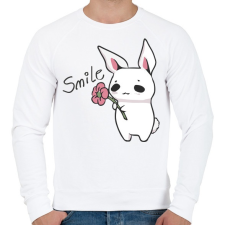 PRINTFASHION Nyuszi Virággal - Mosolyogj - Férfi pulóver - Fehér férfi pulóver, kardigán