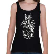 PRINTFASHION nyuszi virágokkal fehér - Női atléta - Fekete női trikó