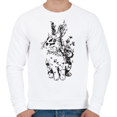 PRINTFASHION nyuszi virágokkal fekete - Férfi pulóver - Fehér