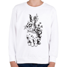 PRINTFASHION nyuszi virágokkal fekete - Gyerek pulóver - Fehér gyerek pulóver, kardigán