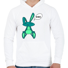 PRINTFASHION Nyuszika - Férfi kapucnis pulóver - Fehér férfi pulóver, kardigán