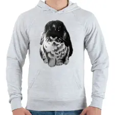 PRINTFASHION Nyuszika - Férfi kapucnis pulóver - Sport szürke férfi pulóver, kardigán
