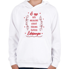 PRINTFASHION Ő egy Édesanya - Gyerek kapucnis pulóver - Fehér gyerek pulóver, kardigán