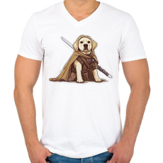 PRINTFASHION Obi Van Labrador - Férfi V-nyakú póló - Fehér
