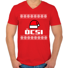 PRINTFASHION ÖCSI - Férfi V-nyakú póló - Piros férfi póló