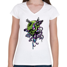 PRINTFASHION Octopus Tentacle - Női V-nyakú póló - Fehér női póló