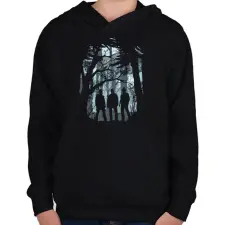 PRINTFASHION odaát #4 - Gyerek kapucnis pulóver - Fekete gyerek pulóver, kardigán