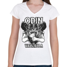 PRINTFASHION Odin Walhalla - Női V-nyakú póló - Fehér női póló