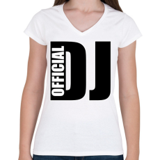 PRINTFASHION Official Dj - Női V-nyakú póló - Fehér