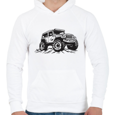 PRINTFASHION offroad - Férfi kapucnis pulóver - Fehér