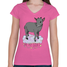 PRINTFASHION Oh my goat - Női V-nyakú póló - Rózsaszín