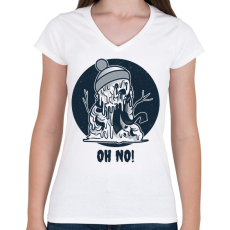 PRINTFASHION Oh No - Női V-nyakú póló - Fehér