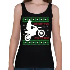 PRINTFASHION Oh what fun - Motoros - Női atléta - Fekete női trikó