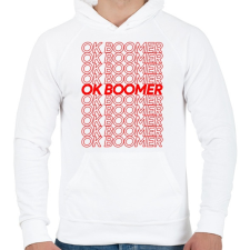 PRINTFASHION ok boomer - Férfi kapucnis pulóver - Fehér férfi pulóver, kardigán